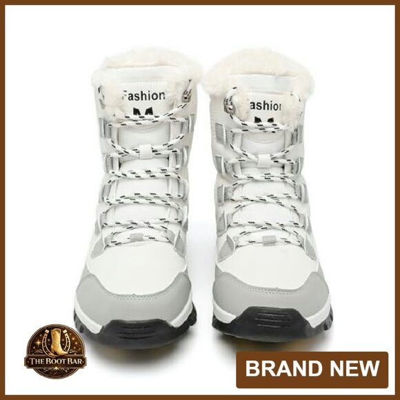 Women's Mid Calf Snow Boots Waterproof Winter Boots with Fur Lining - Picture 2 of 8